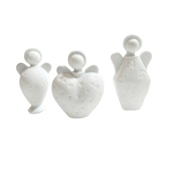Set (3) Roman Inc ANGEL BOTTLES White Porcelain Figural Containers & Lids 6PC - Picture 1 of 8